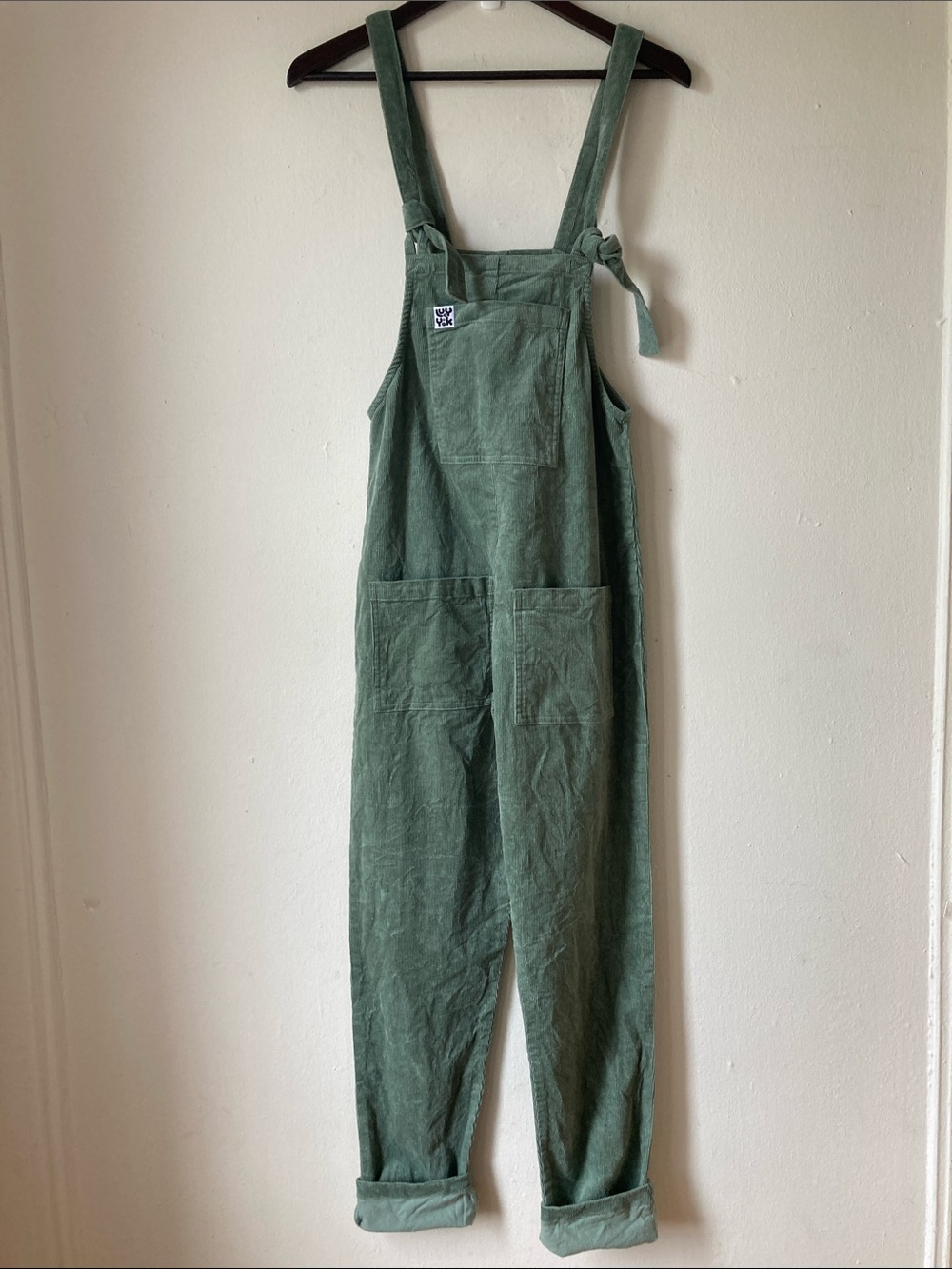 Lucy & Yak Straight Leg Overalls Organic Cotton Corduroy Sage Green US 4L